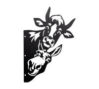 perfk Panneau en métal 2D, Silhouette Mignonne, décoration de Jardin pour Trottoir, Ferme, pelouse, extérieur, entrée, Vache et âne