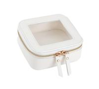 perfk Petit Sac de Maquillage pour Femmes Poche Cosmétique Portable avec Une Fermeture à Glissière en Or Claire Adolescente Cadeau Trendy Sac de Voyage Poly, Blanc