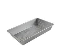perfk Plaque à pizza rectangulaire, plaque à, à pâtisserie, antiadhésive, à dégagement rapide, facile à nettoyer, à biscuits avec trous perforés, 12x8 Pouces