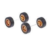 perfk Pneu modifié à l'échelle 4x1/64, pneus de roues de voiture modèle de Simulation avec essieux à tige ronde pour modèles de voiture adultes, accessoires, or B