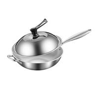 perfk Poêle wok en acier inoxydable, poêle à sauter, ustensiles de cuisine de qualité supérieure, polyvalente avec poignée d'assistance, durabilité, 32cm