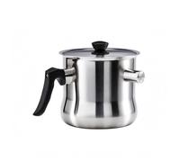 perfk Portable Conteneur de Cuisine avec Couvercle Assorti Casserole Cylindrique en Acier Inoxydable Poignée Longue pour Contrôle Facile Intérieur Brossé, 1L