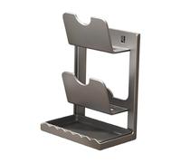 perfk Porte-couvercles mural, étagère à ustensiles avec bac égouttoir, sans perçage, organisateur de table, planche à découper, porte-couverts, Gris 2 Niveaux