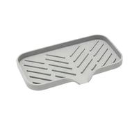 perfk Porte-savon pour évier de cuisine, plateau auto-drainant, facile à nettoyer, porte-éponge en silicone pour comptoir de cuisine, douche, Grand