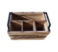 perfk Pot à Ustensiles de Cuisine en Bois à 4 Compartiments, Rangement Ustensiles Cuisine, Rangement pour Couverts, Panier à Ustensiles de Cuisine pour Décoration de Comptoir