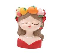 perfk Pot de Fleurs en résine pour Fille, Joli Pot de Fleurs avec Trou de Drainage, décoration pour Cour, Chambre, Ferme, bibliothèque, Cour, Style D