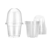 perfk Pot de pépinière Transparent avec couvercles d'humidité, gobelets de Plantation ventilés avec Trous de Drainage pour Le Jardinage, léger, 10 pièces, Effacer Les Pots