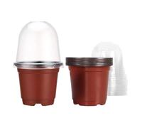 perfk Pot de pépinière Transparent avec couvercles d'humidité, gobelets de Plantation ventilés avec Trous de Drainage pour Le Jardinage, léger, 10 pièces, Pots Rouges