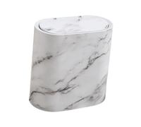 perfk Poubelle à couvercle à pression, poubelle ménagère simple, corbeille à déchets pour salle bain, d'entrée, cuisine, Blanc