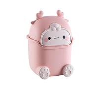 perfk Poubelle de Bureau Corbeille à déchets 5L Forme de Dessin animé Type Coulissant Maquillage Rangement de Table Poubelle de comptoir pour Bureau, Table, Rose