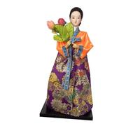 perfk Poupée Hanbok coréenne, poupée asiatique décorative, figurine en robe traditionnelle, statue de fille pour décoration de table ou d'étagère.