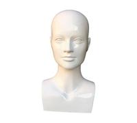perfk Présentoir de tête de mannequin masculin, support de perruque polyvalent, présentoir de perruques pour colliers, chapeaux, stylistes débutants, salons, Blanc Brillant