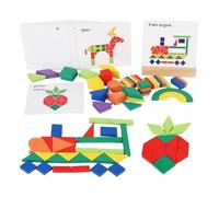 perfk Puzzle en forme de bois avec blocs de motifs, jeu de tangrams géométriques, jeux de logique, puzzle pour enfants, jeux de voyage, à partir de 3 ans