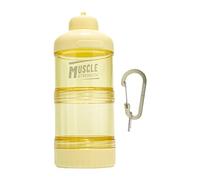 perfk Récipient de Protéines en Poudre, 2 Couches, Istributeur de Protéines Empilable, Récipient de pour Poudre de Protéines avec Mousqueton, Dorganisateur de Suppléments, pour Fitness, Voyage, Jaune