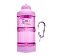 perfk Récipient de Protéines en Poudre, 2 Couches, Istributeur de Protéines Empilable, Récipient de pour Poudre de Protéines avec Mousqueton, Dorganisateur de Suppléments, pour Fitness, Voyage, Rose