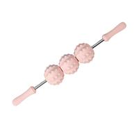perfk Rouleau de massage pour le corps et les muscles, portable, ergonomique, compact, pratique, pour hommes et femmes, pour le cou, Trois Boules Roses