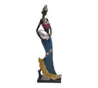 perfk Sculpture d'art africain, statue africaine élégante de collection, ornement esthétique en résine pour chambre, fête, bibliothèque, hôtel, Robe Bleue