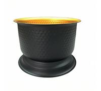 perfk Seau à Glace en Acier Inoxydable Rafraîchisseur Seau à Vin Refroidisseur de Bouteilles Finition Lisse Brillante et Socle, Noir Et Doré, Bac À Glaçons, Style Nordique, Noir Et Doré