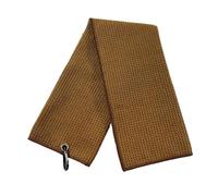 perfk Serviette de Golf avec Mousqueton, Serviette de Club de Golf Confortable 30 cm x 30 cm, Tissu d'essuyage à Motif gaufré Absorbant l'eau pour, Brun