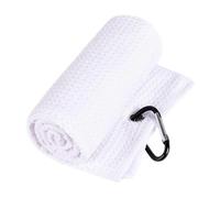 perfk Serviette de Golf avec Mousqueton, Serviette de Club de Golf Confortable 30 cm x 30 cm, Tissu d'essuyage à Motif gaufré Absorbant l'eau pour, Blanc