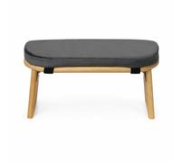 perfk Siège de Méditation Banc Tabouret Coussin Ergonomique Support Courbé en Bambou Assise Moelleuse en Velours Entretien Facile Portatif avec Poignée, Gris Foncé
