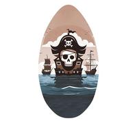 perfk Skimboard Petite Planche de Surf Debout en Bois Universel, léger, en Eau Peu Profonde, Planche de carrosserie pour Adultes Enfants Adolescents, Navire Pirate