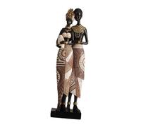 perfk Statue africaine ornementale à collectionner, sculpture d'art africain en résine pour ferme, bibliothèque, hôtel, pendaison de crémaillère, Couple