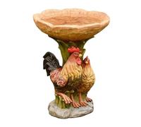 perfk Statue de Coq en résine, mangeoire, Ornement de Paysage de Jardin, Bol de Bain d'oiseau, Sculpture de Poulet pour Parc, Patio, Cour