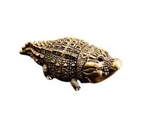 perfk Statue de crocodile, figurine d'alligator miniature en laiton, sculpture animale pour étagère de table
