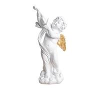 perfk Statue de en Forme d'aile, décorative, à Collectionner, pour bibliothèque, Petit Ange, Sculpture Musicale en résine, pour Noël, Bureau, Or Blanc