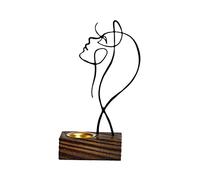 perfk Statue de Figure de Visage de Femme regardant vers Le Haut, Support de brûleur d'encens Sculptures humaines Personnage d'art en Ligne en métal Accent, Noir