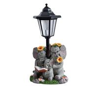 perfk Statue d'éléphant d'extérieur en résine avec lumières solaires, décoration moderne pour jardin et extérieur
