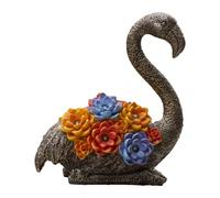 perfk Statue Solaire de Jardin avec lumières LED, Sculpture d'oiseau en résine, Ornement de pelouse, Figurine de pour Anniversaire, Femme, Bronze