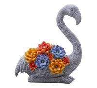 perfk Statue Solaire de Jardin avec lumières LED, Sculpture d'oiseau en résine, Ornement de pelouse, Figurine de pour Anniversaire, Femme, Gris