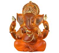 perfk Statues - Statue de Dieu Éléphant Hindou Sculpture en Résine Figurine de Bouddha indienss Fait à Cadeau Décoration Ornements pour Mai, Orange