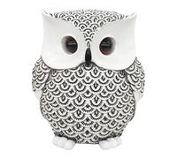 perfk Statuette de hibou en résine, figurine décorative à poser sur une table, sculpture d'oiseau, art animalier pour salon, terrasse, étagère, jardin, Blanc