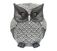 perfk Statuette de hibou en résine, figurine décorative à poser sur une table, sculpture d'oiseau, art animalier pour salon, terrasse, étagère, jardin, Argent