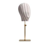 perfk Support de tête de mannequin avec base, décoration d'intérieur, hauteur réglable pour casquette, foulard, pratique, Rayures Dorées