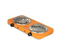 perfk Table de cuisson électrique à double brûleur, contrôle de la température, acier inoxydable, brûleur de comptoir, plaques chauffantes à 2 brûleurs