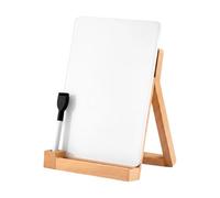 perfk Tableau mémo de bureau effaçable à sec avec base en bois massif, idéal pour écrire et dessiner. Petit tableau blanc pour atelier, Blanc