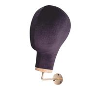perfk Tête de mannequin murale en velours pour femme, 28 cm de haut, accessoire multifonctionnel, support pour chapeau et casquette, pour salon de coiffure, Noir
