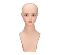 perfk Tête de mannequin pour perruque féminine avec base stable pour l'épaule et support pour perruque de maquillage, support pour foulard et collier, Lèvres Roses