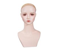 perfk Tête de mannequin pour présentation de bijoux, accessoire de présentation de postiches, perruque réaliste, buste de mannequin pour lunettes