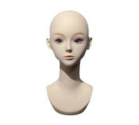perfk Tête de perruque féminine, tête de perruque de mannequin et maquillage, présentoir de perruque pour la fabrication de perruques, lunettes d'écharpe de