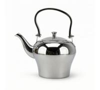 perfk Théière Inoxydable Bouilloire Verseuse Service Poignée Ergonomique Bec Précis Couvercle Poli Acier Inoxydable Adaptée pour Présentation Élégante Table Maison Restaurant, Chromé, 1.6L