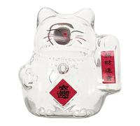 perfk Tirelire Chat Porte- Transparente, Statuette décorative de Table, Ornement, Cadeau de fête, Tirelire en Verre pour Enfants, Rouge