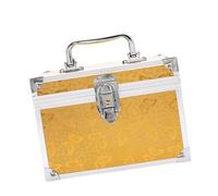 perfk Trousse de maquillage avec compartiment et poignée, trousse de toilette, rangement pour outils de maquillage, fournitures de beauté, couture, or