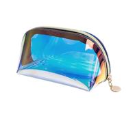 perfk Trousse de maquillage holographique irisée, trousse de toilette zippée, organiseur de toilette pour couches, bureau, plage, cadeaux de fête des mères, 18 Cm X 7.5 Cm X 9