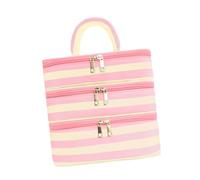 perfk Trousse de toilette de, organisateur de cosmétiques, trousse de maquillage à trois compartiments pour femme, sac à main pour vernis à ongles, Beige Rose