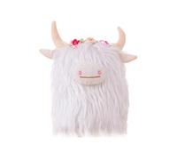 perfk Vache en peluche des, jouet en, cadeau d'anniversaire, art moderne, poupée de vache à poils longs, pour bureau de ferme, garçons, Blanc